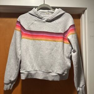 Marine Layer Gray Hoodie with Multicolor Stripe Cloud9